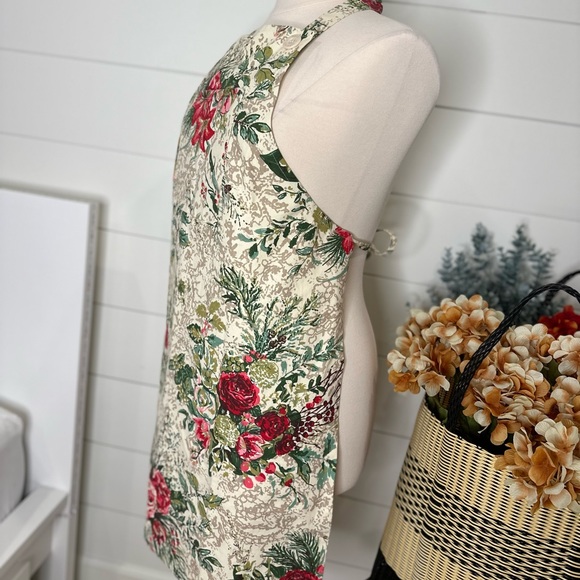 April Cornell Merry Vintage Christmas apron rose floral Holiday - Picture 7 of 10